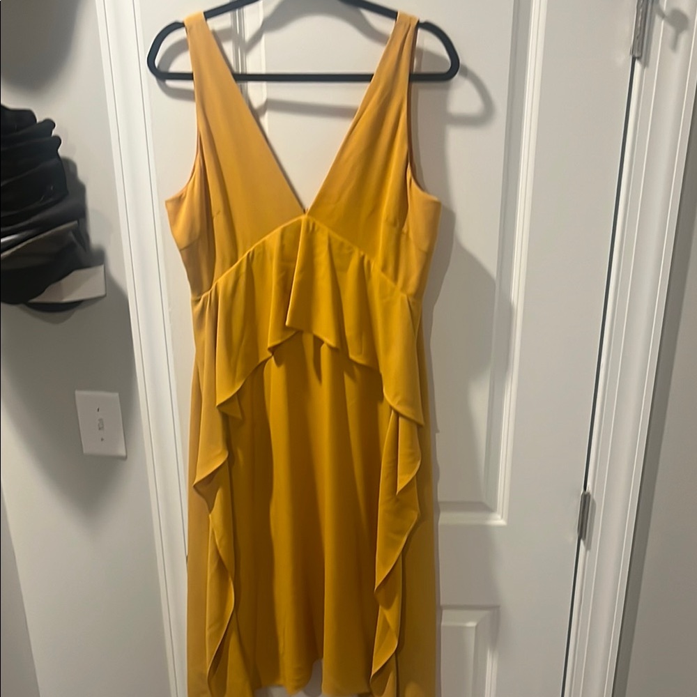 Gianni Bini Yellow High Low Sundress with Ruffled Tiers